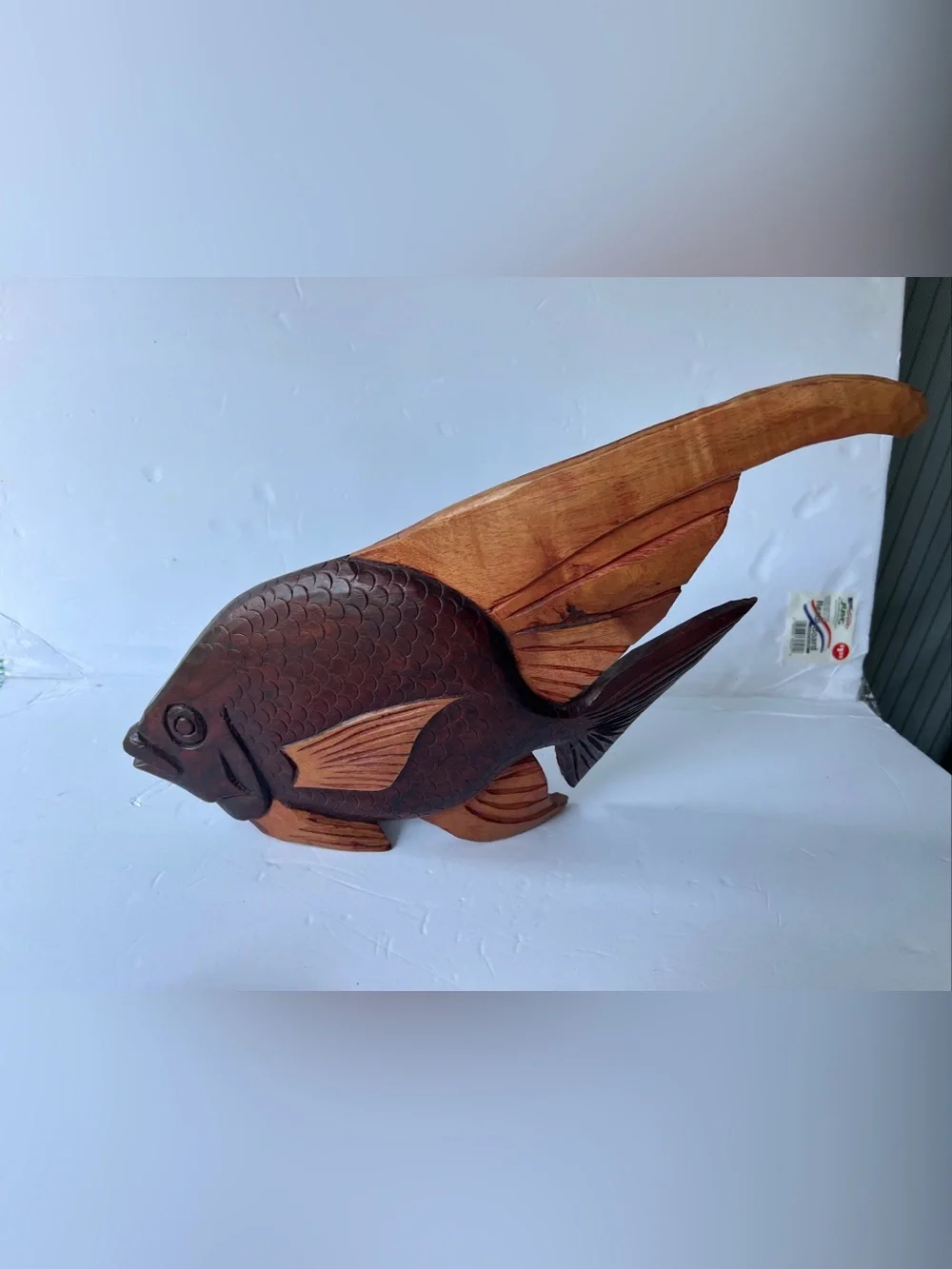 Hand-Carved Brown Wooden Fish Wall Décor - Brown Nautical Accent